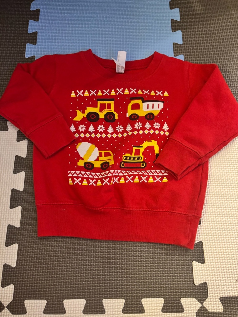 Red Kids Construction Truck Sweater